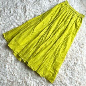 Basy Long Skirt Linen Flared Yellow